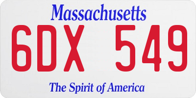 MA license plate 6DX549