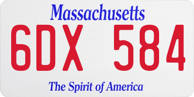 MA license plate 6DX584