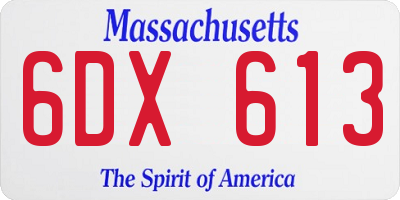MA license plate 6DX613