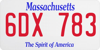 MA license plate 6DX783