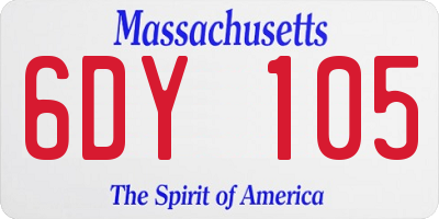 MA license plate 6DY105