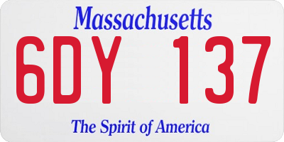 MA license plate 6DY137