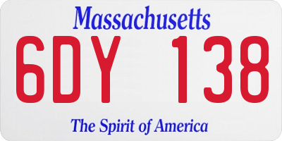MA license plate 6DY138