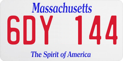 MA license plate 6DY144