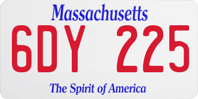 MA license plate 6DY225