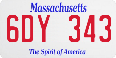 MA license plate 6DY343