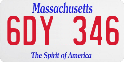 MA license plate 6DY346