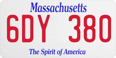 MA license plate 6DY380
