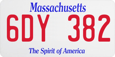 MA license plate 6DY382