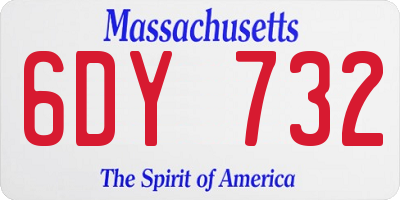 MA license plate 6DY732