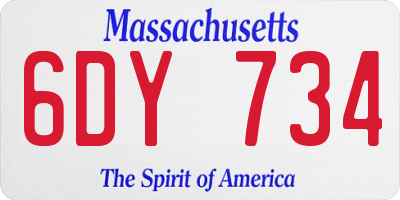MA license plate 6DY734