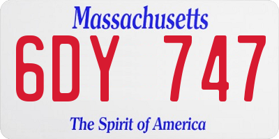 MA license plate 6DY747