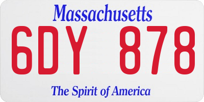 MA license plate 6DY878