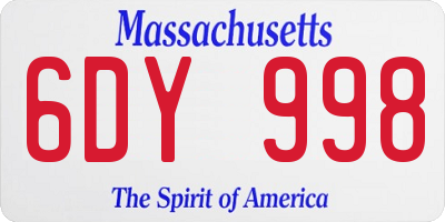 MA license plate 6DY998