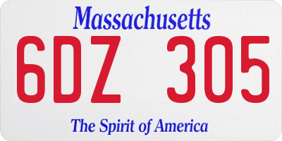 MA license plate 6DZ305