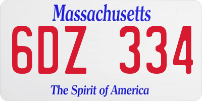 MA license plate 6DZ334