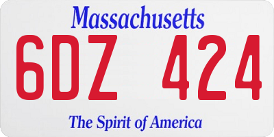 MA license plate 6DZ424