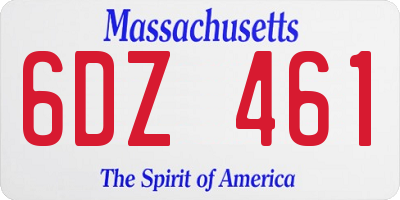 MA license plate 6DZ461