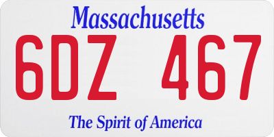 MA license plate 6DZ467