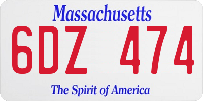 MA license plate 6DZ474