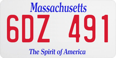 MA license plate 6DZ491