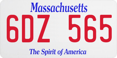 MA license plate 6DZ565