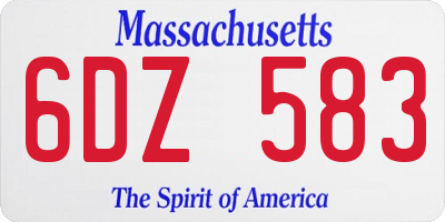 MA license plate 6DZ583