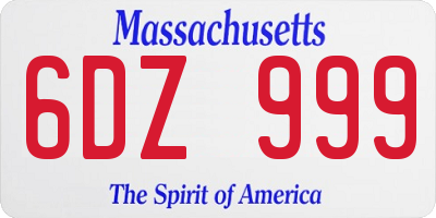 MA license plate 6DZ999
