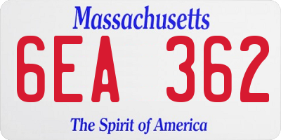 MA license plate 6EA362