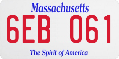 MA license plate 6EB061