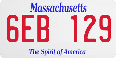 MA license plate 6EB129