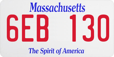 MA license plate 6EB130