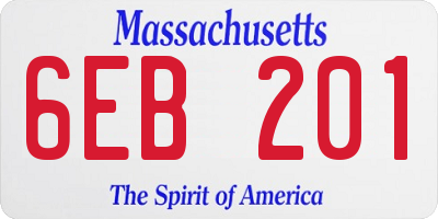 MA license plate 6EB201