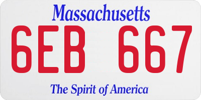 MA license plate 6EB667