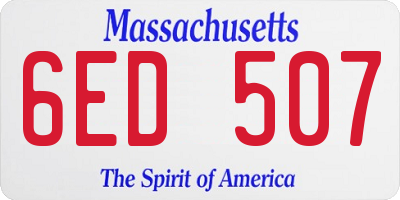 MA license plate 6ED507