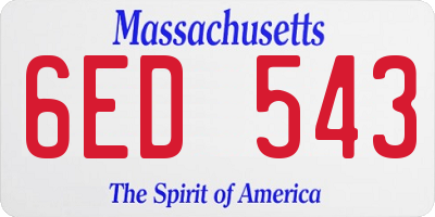 MA license plate 6ED543