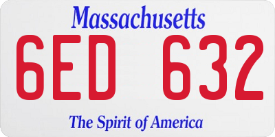 MA license plate 6ED632