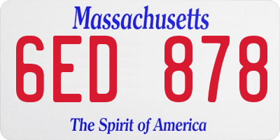 MA license plate 6ED878