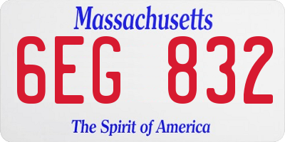 MA license plate 6EG832