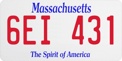 MA license plate 6EI431