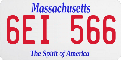 MA license plate 6EI566