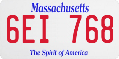MA license plate 6EI768