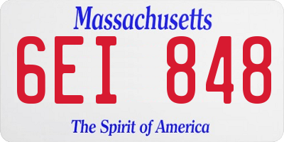 MA license plate 6EI848