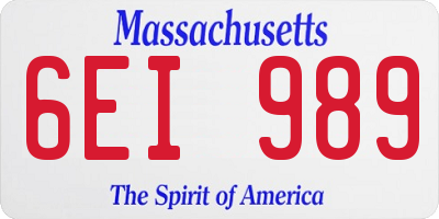 MA license plate 6EI989