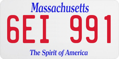 MA license plate 6EI991