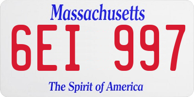 MA license plate 6EI997
