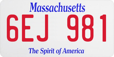 MA license plate 6EJ981