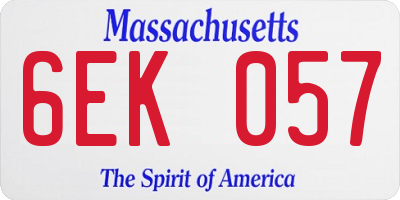 MA license plate 6EK057