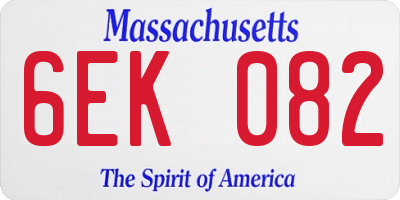 MA license plate 6EK082