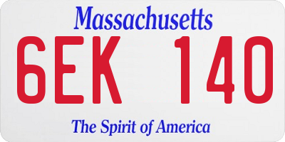 MA license plate 6EK140